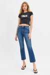 Risen Jeans High Rise Crop Straight Jeans- Dark Wash