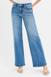 Risen Wide Leg Low Rise Jeans - Medium Wash