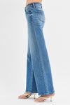 Risen Wide Leg Low Rise Jeans - Medium Wash