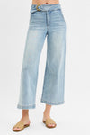 Risen Jeans Extended Front Crop Wide Leg Pants- Light Wash