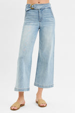 Risen Jeans Extended Front Crop Wide Leg Pants- Light Wash