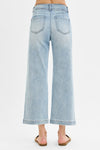 Risen Jeans Extended Front Crop Wide Leg Pants- Light Wash