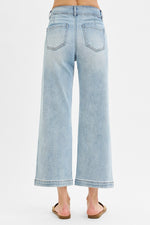 Risen Jeans Extended Front Crop Wide Leg Pants- Light Wash