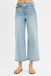 Risen Jeans Extended Front Crop Wide Leg Pants- Light Wash