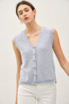 Heaven Sent Knit Button Front Vest (Extended Sizing)- Sky