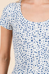 Gemma Oval Neck Floral Top - Navy/White