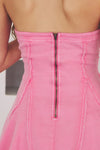 Summer Fling Raw Hem Strapless Mini Denim Dress - Pink