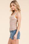 Gelato Crochet Trim Stripe Cami - Mocha/Cream