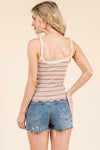 Gelato Crochet Trim Stripe Cami - Mocha/Cream