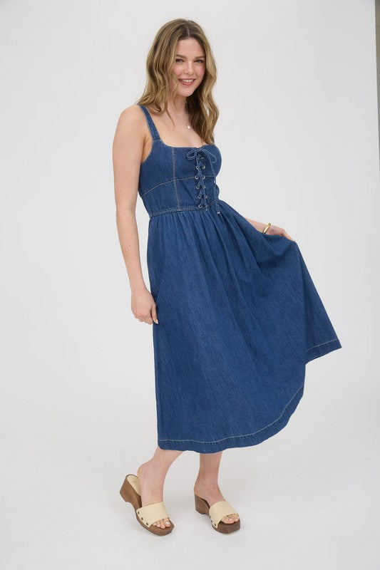 Indigo Grove Sleeveless Denim Dress - Dark Wash