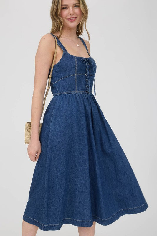 Indigo Grove Sleeveless Denim Dress - Dark Wash