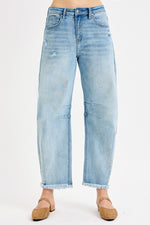 Risen Jeans Raw Hem Barrel Jeans - Light Wash