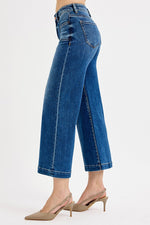 Risen Jeans Wide Leg Crop Denim Jeans- Dark Wash