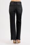 Risen Jeans Raw Hem Straight Leg Jeans - Vintage Black