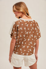 Morning Mocha Floral Blouse- Brown