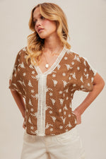 Morning Mocha Floral Blouse- Brown