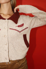 Feather Canyon Knit Embroidered Sweater - Heather Gray/Wine