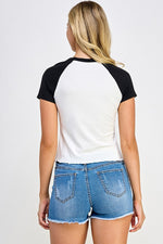 Free To Fly Butterfly Detail Top - Black/White