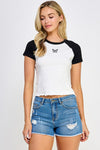 Free To Fly Butterfly Detail Top - Black/White
