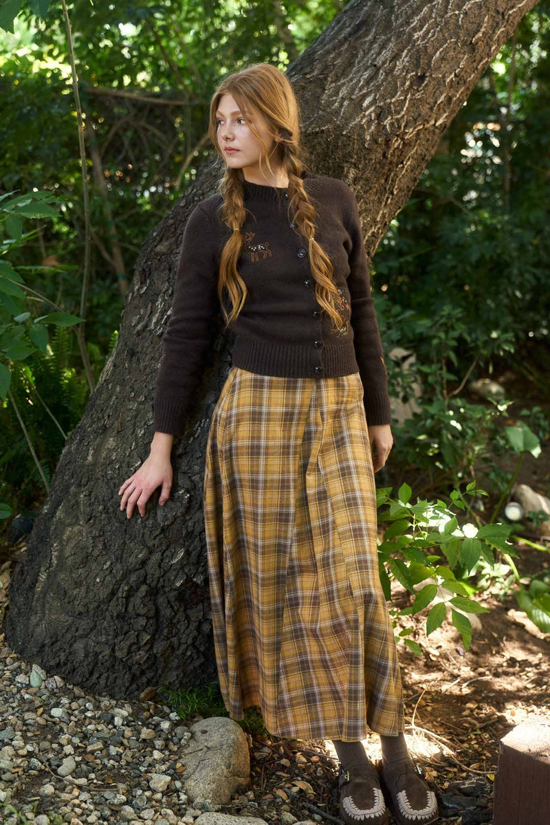 Forest Darling Embroidered Detail Knit Sweater - Chocolate
