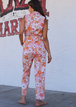 Summer Elixir Belted Jumpsuit - Peach/Multi