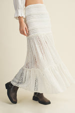 Stevie Lace Maxi Skirt- White