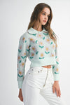 Mint Blossom Collared Sweater- Mint/Multi