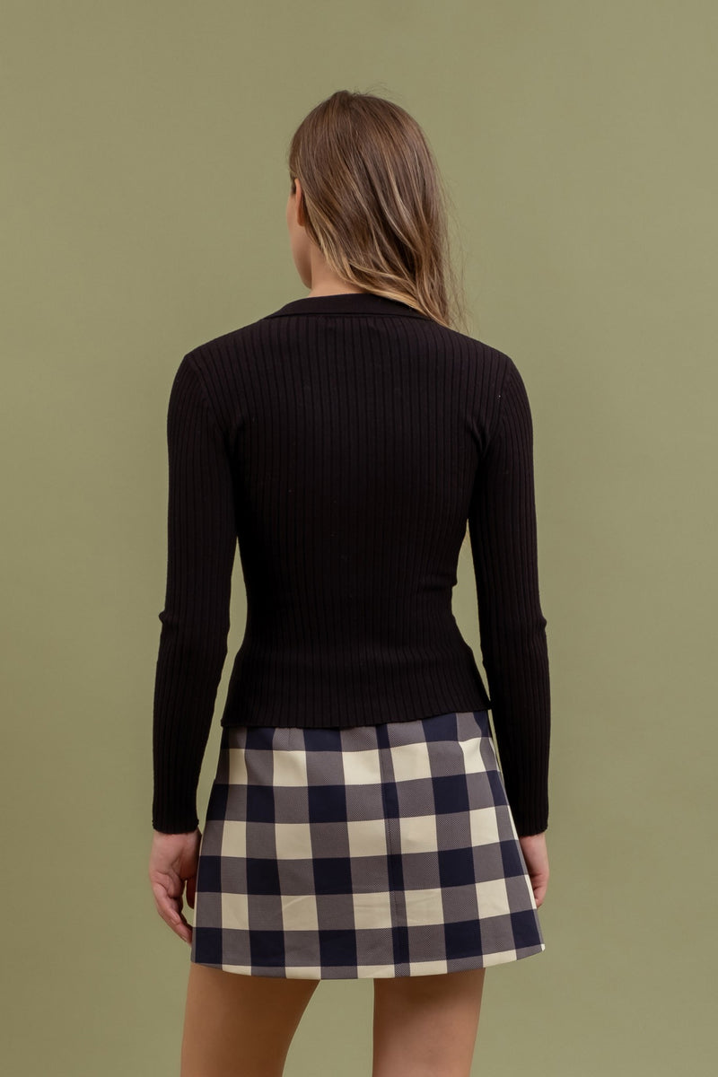 Harvest Hug Long Sleeve Ribbed Top - Black