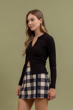 Harvest Hug Long Sleeve Ribbed Top - Black