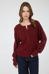 Cloudsong Cozy Knit Button Front Sweater- Wine