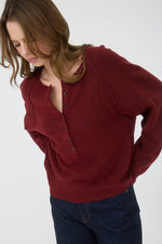 Cloudsong Cozy Knit Button Front Sweater- Wine