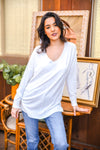 Dreamers V Neck Long Sweater- Off White