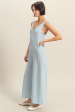 Radiate Sunshine Ribbed Sleeveless Jumpsuit- Sky