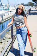 Bare It All Stripe Sleeveless Top - Black/White