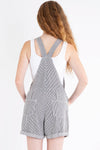 Railroad Daydream Stripe Denim Overall Shorts - Gray/White