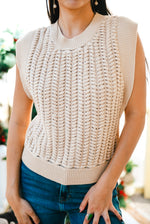 Love You Long Time Textured Knit Vest - Chai