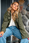 Alpine Drive Oversized Denim Shacket - Olive