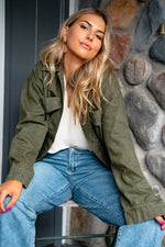 Alpine Drive Oversized Denim Shacket - Olive