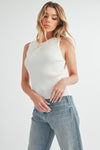 Elsie Ribbed Crewneck Tank Top- Ivory