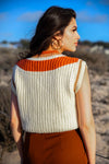 Chestnut Charm Knitted Vest - Ivory/Rust