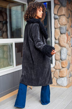 Mademoiselle Plush Shearling Coat - Black