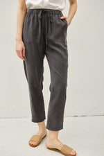 Luna Drawstring Electric Waist Tapered Pants - Charcoal
