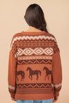 Copper Canyon Crew Neck Western Knit Sweater - Rust