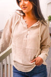 Kaylee Cotton Gauze Hoodie- Stone
