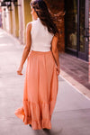 Karma Highway Flowy Satin Tiered Skirt - Blush