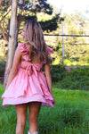Itzia Tie Front/Tie Back Mini Dress- Pink Shimmer