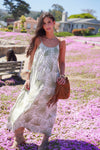 Final Touch Spaghetti Trap Palm Print Maxi Dress - Olive/Ivory