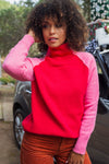 Pink Poinsettia Mock Neck Sweater - Strawberry/Pink