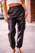 OVI Faux Leather Jogger Pant- Black