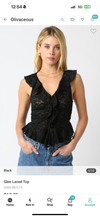 Olivaceous Lace V-Neck Top- Black
